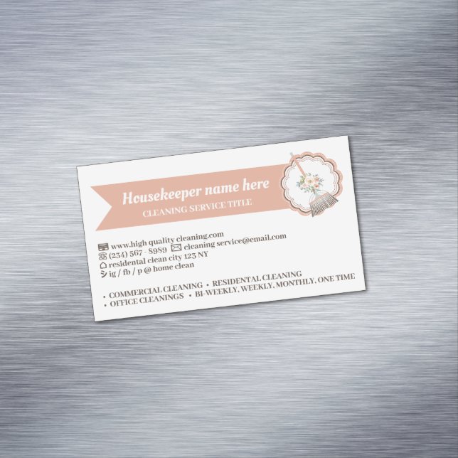 RESIDENTAL CLEANING Housekeeping Professional Magnetic Business Card (In Situ)