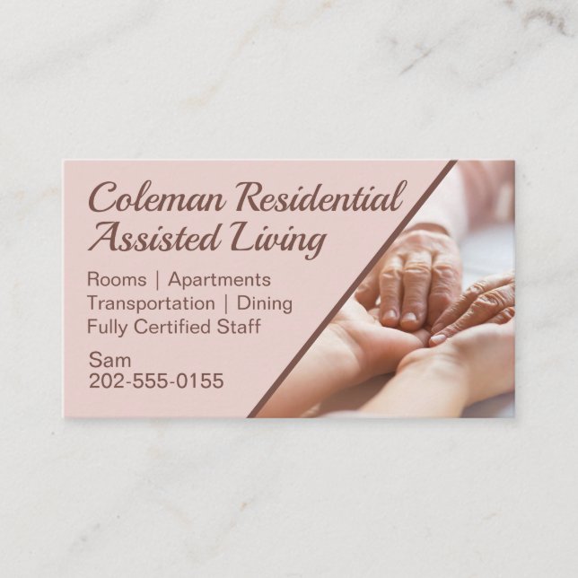 Residential Assisted Living Care Home Business Card (Front)