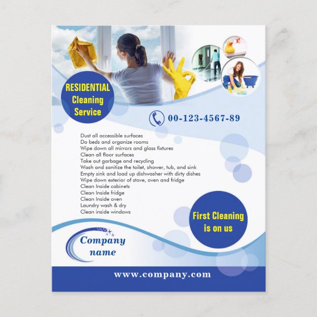 RESIDENTIAL cleaning service flyer template (Front)