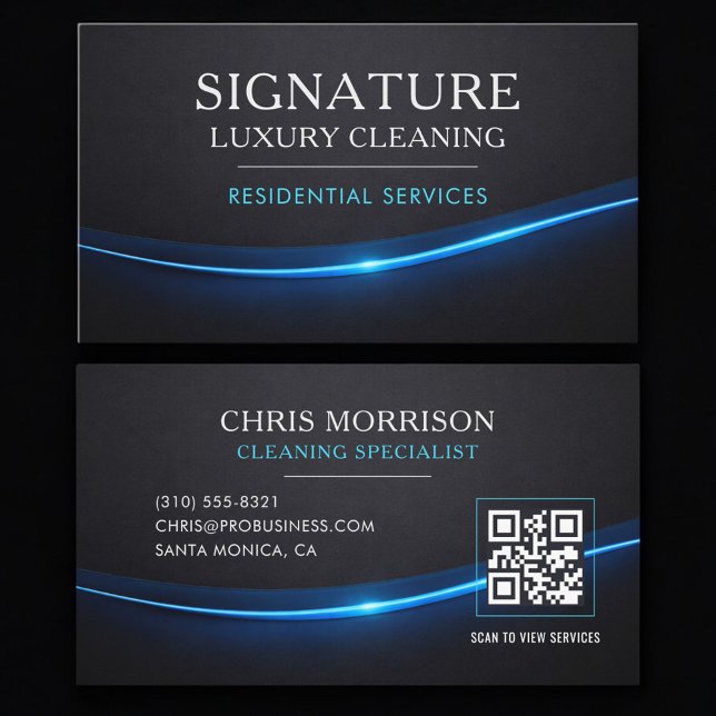 Residential Cleaning Services QR Code Professional Business Card (Creator Uploaded)