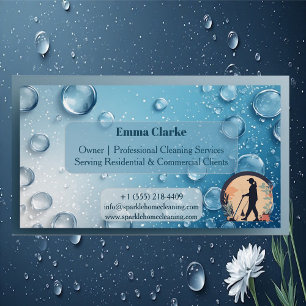 Residential & Commercial Cleaning Water Droplets   Magnetic Business Card