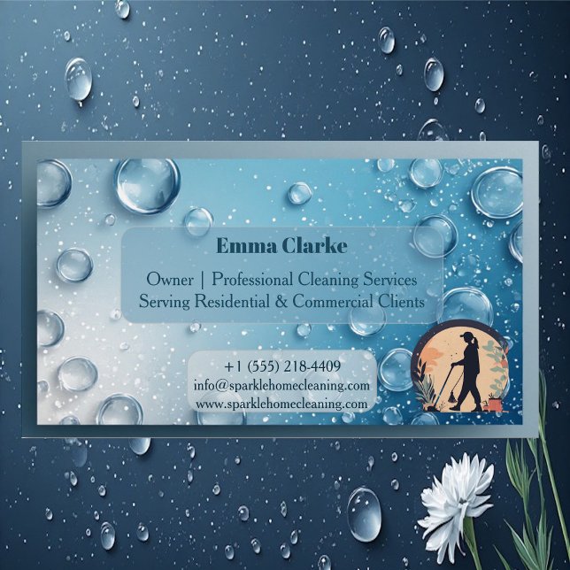 Residential & Commercial Cleaning Water Droplets   Magnetic Business Card (Residential & Commercial Cleaning Water Droplets Business Card Magnet)