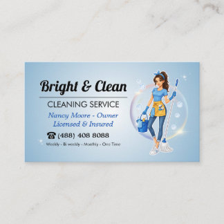 Residential Commercial House Cleaning Service Business Card