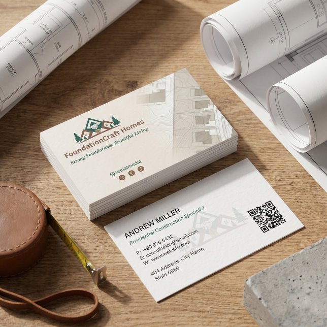 Residential Construction | Brown Drafter Business Card (Creator Uploaded)