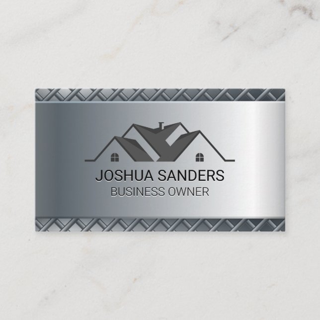 Residential House Roof Logo Business Card (Front)