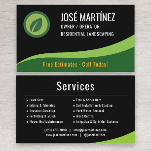 Residential Landscaping Black Green Business Card