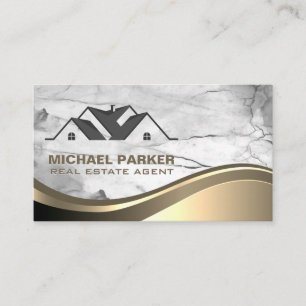 Residential   Marble   Gold Wave Business Card