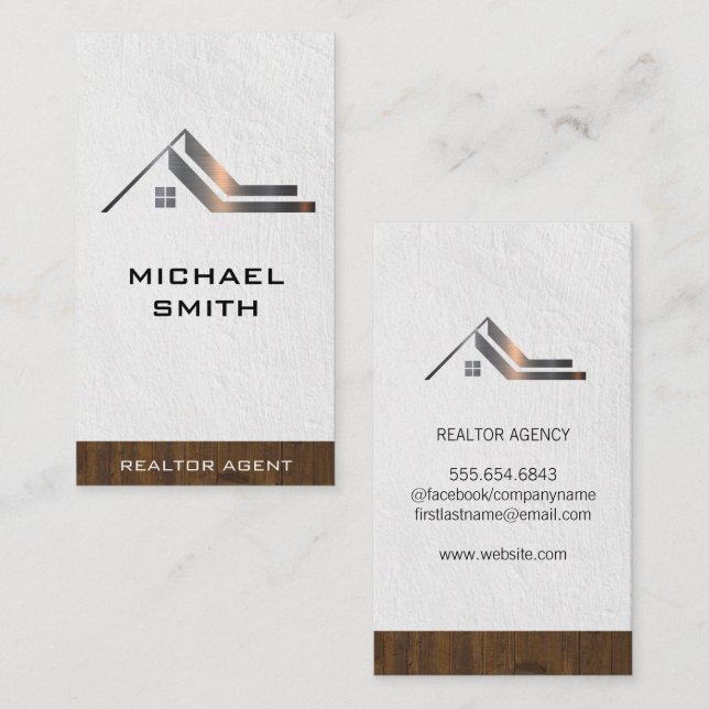 Residential Metal Roof Wood Trim Business Card (Front/Back)