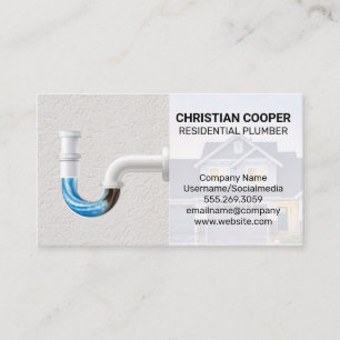 Residential Plumber   Clogged Pipes Business Card