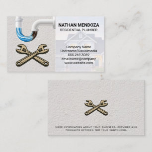 Residential Plumber   Clogged Pipes   Wrenches Business Card