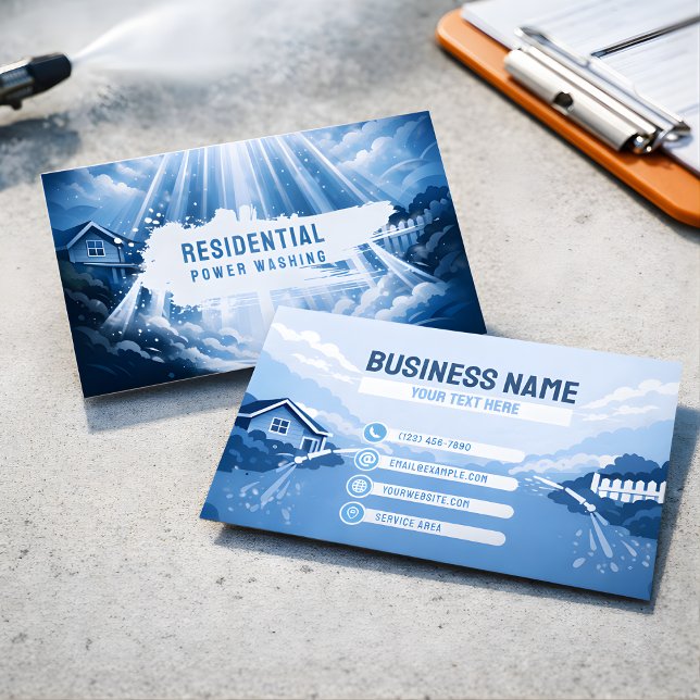 Residential Pressure Washing Light Beams Business Card (Creator Uploaded)