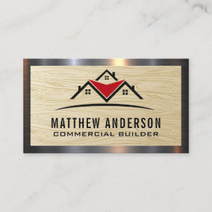 Residential Property Homes   Wood Grain Business Card