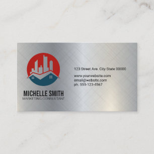Residential Property Logo   Aluminium Metallic Business Card