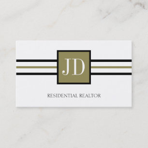 Residential Realtor Broker Monogram White Paper Business Card