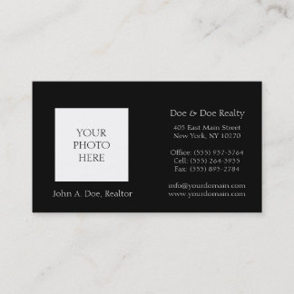Residential Realtor Head Shot Classic Black Business Card