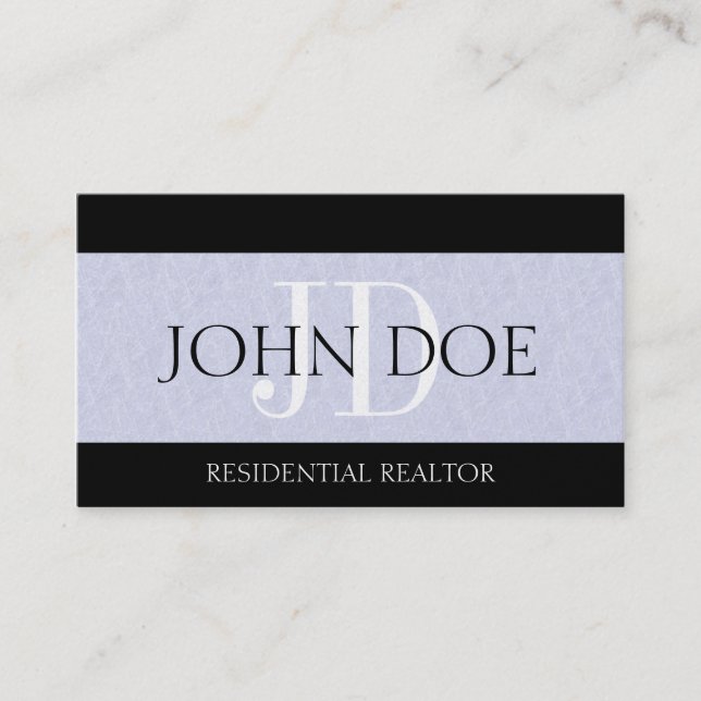 Residential Realtor Real Estate Monogram Platinum Business Card (Front)