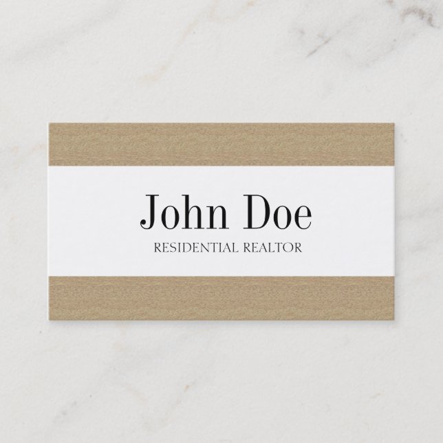 Residential Realtor Real Estate Texture Tan Stripe Business Card (Front)