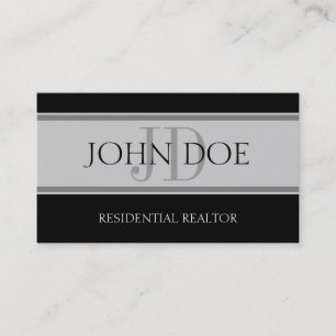 Residential Realtor Stripe Lt Grey Business Card