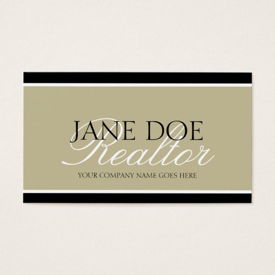 Residential Realtor Tan/White Script/Black Borders Business Card