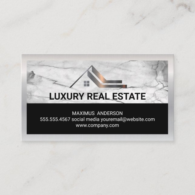 Residential Roof | Metallic Marble  Business Card (Front)