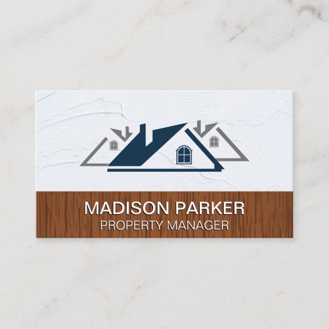 Residential Rooftops | Wood Spackled Wall  Business Card (Front)