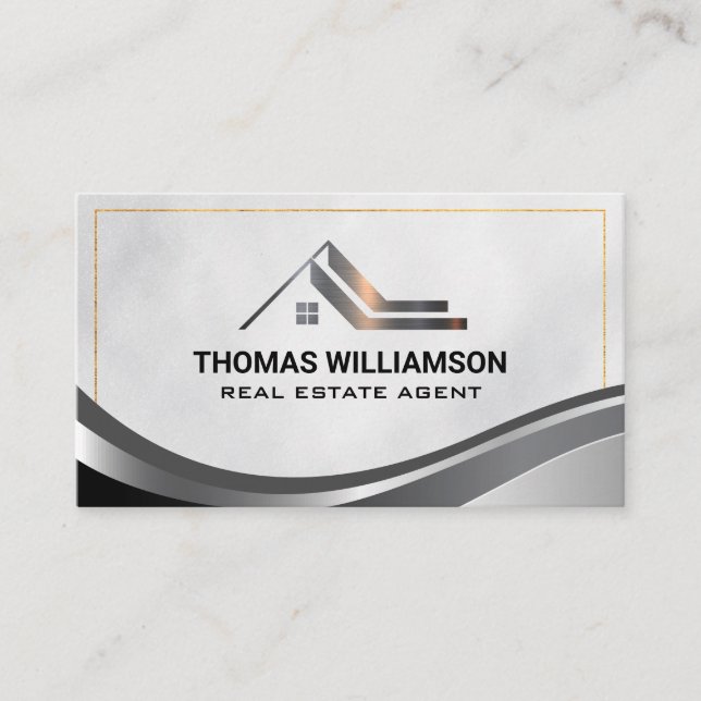 Residential Room | Metal Gold Border Business Card (Front)