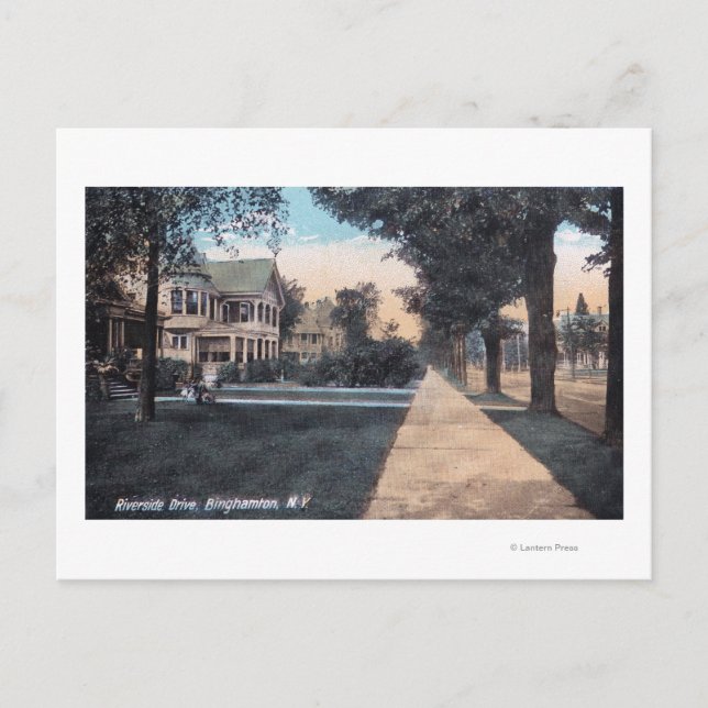Residential Scene on Riverside Drive Postcard (Front)