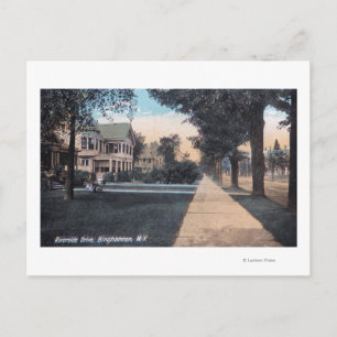 Residential Scene on Riverside Drive Postcard