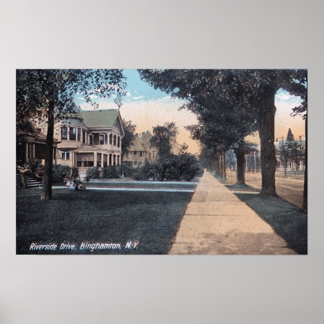 Residential Scene on Riverside Drive Poster (Front)