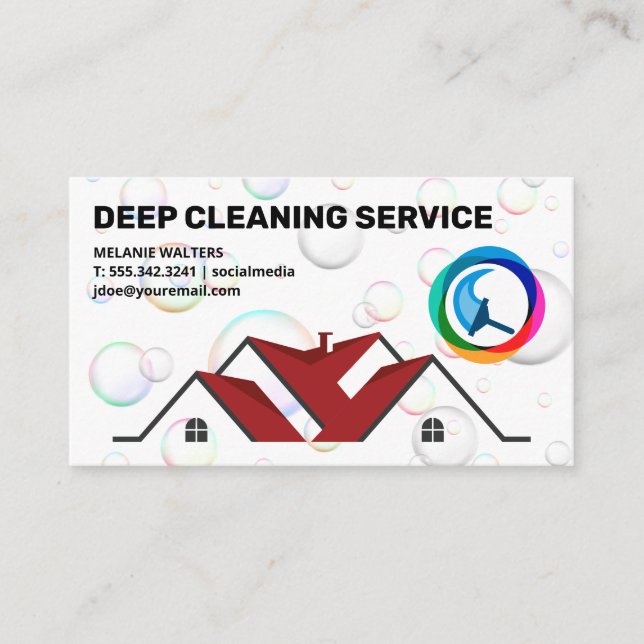 Residential | Squeegee Logo | Cleaning Business Card (Front)