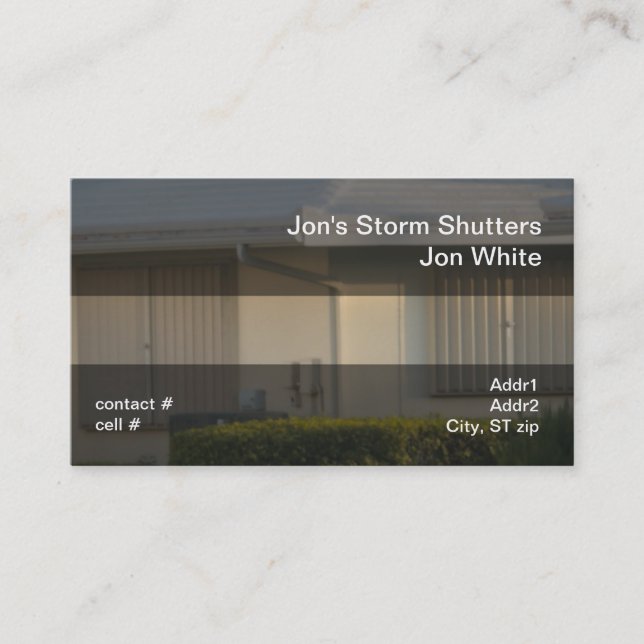 Residential Storm Shutter Business Card (Front)