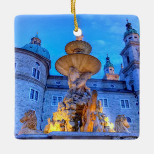 Residenzplatz in Salzburg, Austria Ceramic Tree Decoration