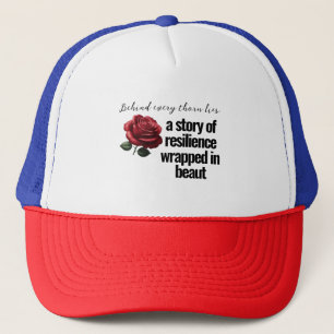 "Resilience in Bloom – Rose Quote Tee" Trucker Hat