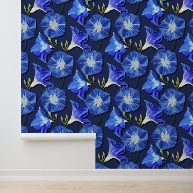 Resilience Morning Glory Flowers on a dark blue Wallpaper (Application)