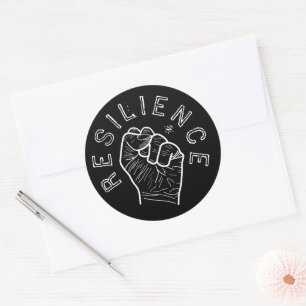 Resilience motivational motto fist classic round sticker
