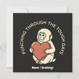 Resilient Baby Monkey & Heart Punching Through  Invitation