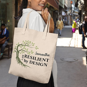 RESILIENT BY DESIGN Inspirational Tote Bag
