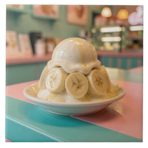 Resin Banana Sundae Retro Ice Cream Shop Tile