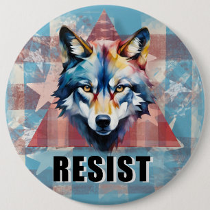 Resis Defy Political Wolf Button