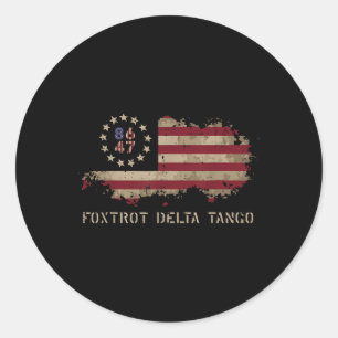 Resist 8647 Foxtrot Delta Tango Usa Flag Protest M Classic Round Sticker