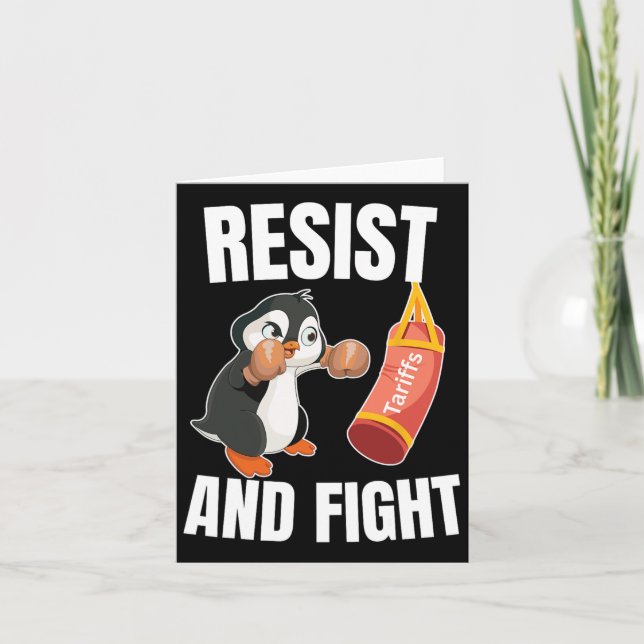 Resist And Fight Penguin Boxing Tariff Penguins Ac Card (Front)