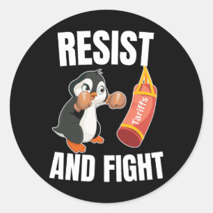 Resist And Fight Penguin Boxing Tariff Penguins Ac Classic Round Sticker