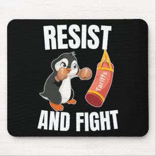 Resist And Fight Penguin Boxing Tariff Penguins Ac Mouse Mat