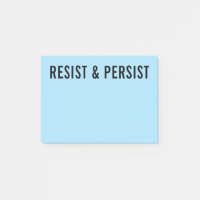 Resist and Persist bold black text on light blue