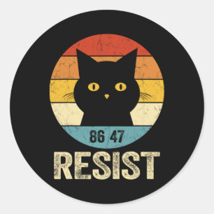 Resist Anti Trump Tee Retro Resist Anti Trump Cat Classic Round Sticker
