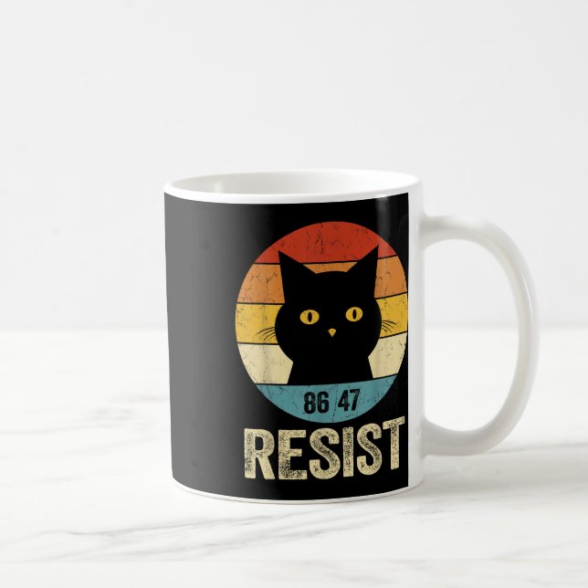 Resist Anti Trump Tee Retro Resist Anti Trump Cat  Coffee Mug (Right)