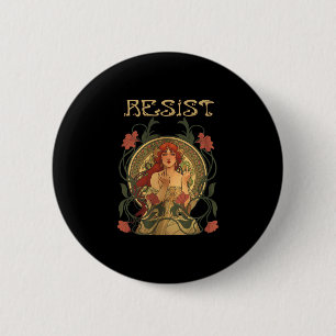 Resist Art Nouveau Mucha Anti-trump Women Feminist 6 Cm Round Badge