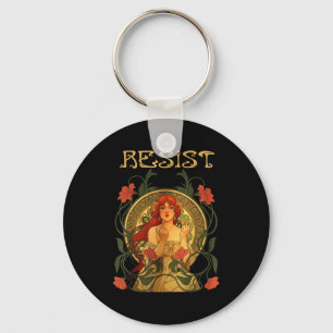 Resist Art Nouveau Mucha Anti-trump Women Feminist Key Ring