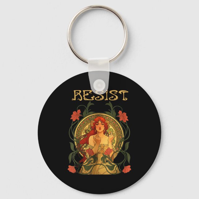 Resist Art Nouveau Mucha Anti-trump Women Feminist Key Ring (Front)