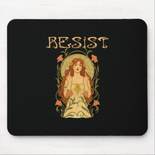 Resist Art Nouveau Mucha Anti Trump Women Feminist Mouse Mat